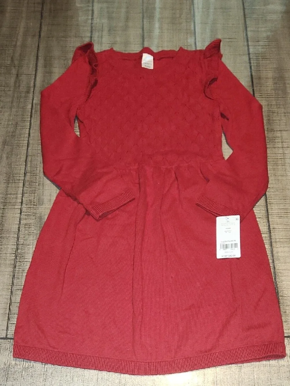 Carter's Crimson Knit Long-Sleeve Girls Dress